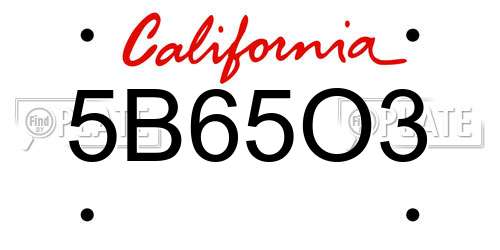 5B65O3 California License Plate