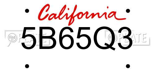 5B65Q3 California License Plate