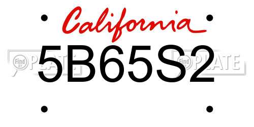 5B65S2 California License Plate