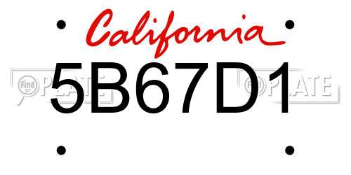 5B67D1 California License Plate