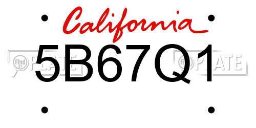5B67Q1 California License Plate