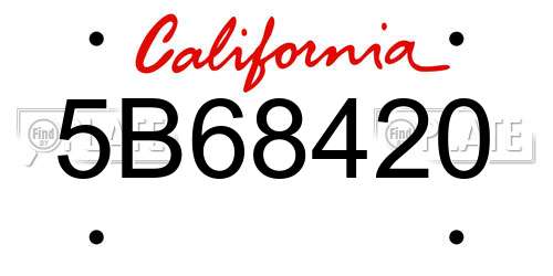 5B68420 California License Plate