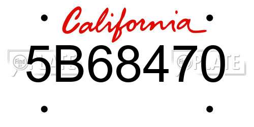 5B68470 California License Plate