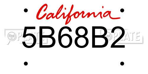 5B68B2 California License Plate
