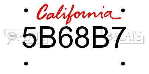 5B68B7 California License Plate
