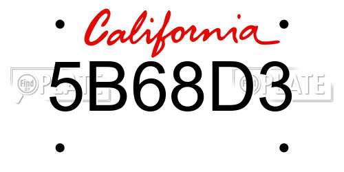 5B68D3 California License Plate