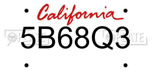 5B68Q3 California License Plate