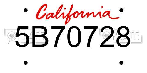 5B70728 California License Plate