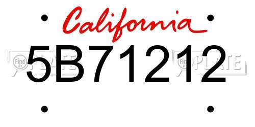 5B71212 California License Plate