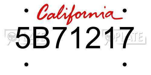 5B71217 California License Plate