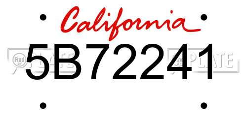 5B72241 California License Plate