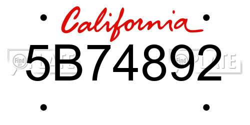 5B74892 California License Plate