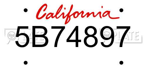 5B74897 California License Plate