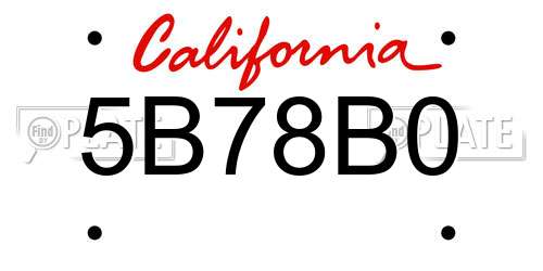 5B78B0 California License Plate