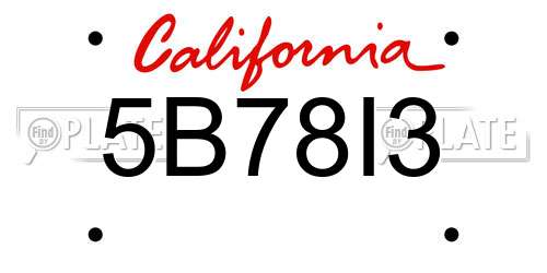 5B78I3 California License Plate