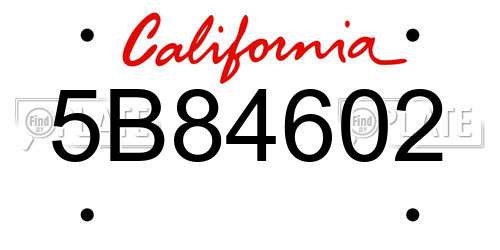 5B84602 California License Plate