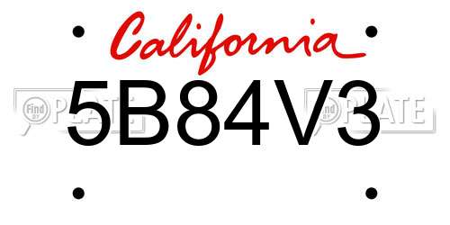 5B84V3 California License Plate