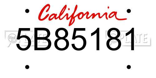 5B85181 California License Plate