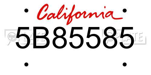 5B85585 California License Plate