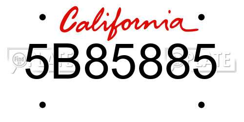 5B85885 California License Plate
