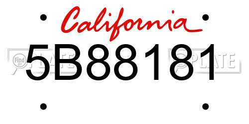 5B88181 California License Plate