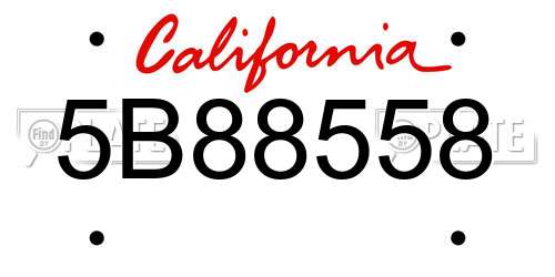 5B88558 California License Plate
