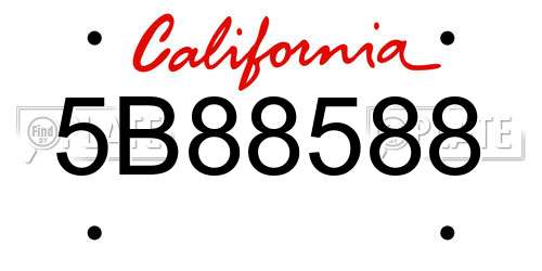 5B88588 California License Plate