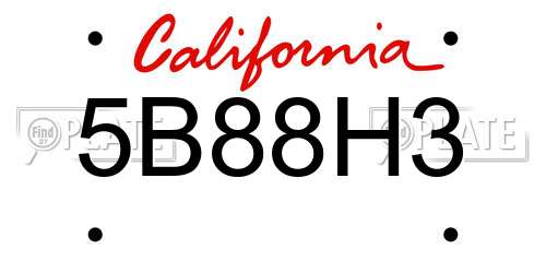 5B88H3 California License Plate
