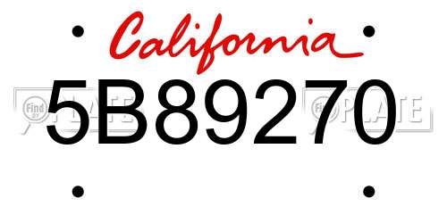 5B89270 California License Plate
