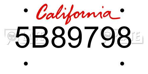5B89798 California License Plate