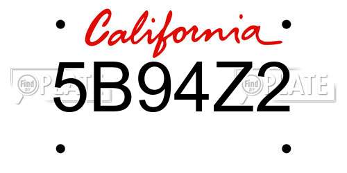5B94Z2 California License Plate