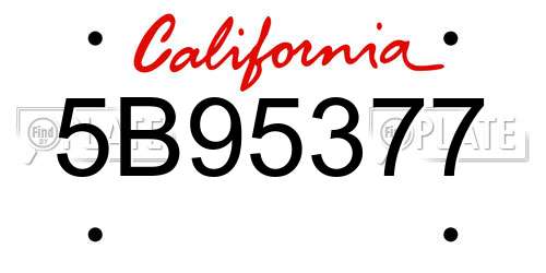 5B95377 California License Plate