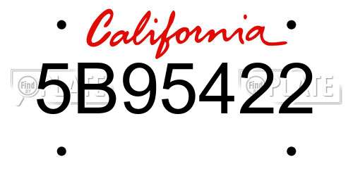 5B95422 California License Plate
