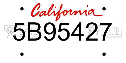 5B95427 California License Plate