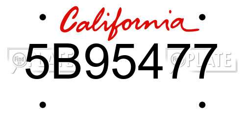 5B95477 California License Plate