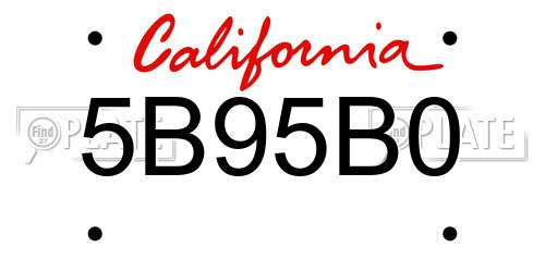 5B95B0 California License Plate