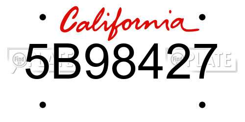 5B98427 California License Plate