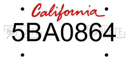5BA0864 California License Plate