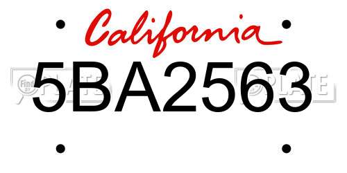 5BA2563 California License Plate
