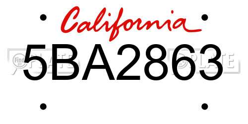 5BA2863 California License Plate