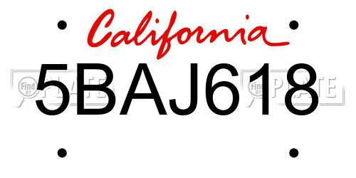 5BAJ618 California License Plate