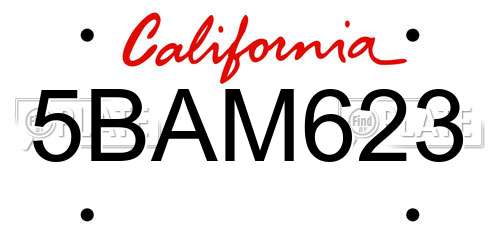 5BAM623 California License Plate