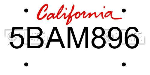 5BAM896 California License Plate