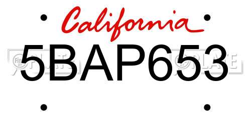 5BAP653 California License Plate