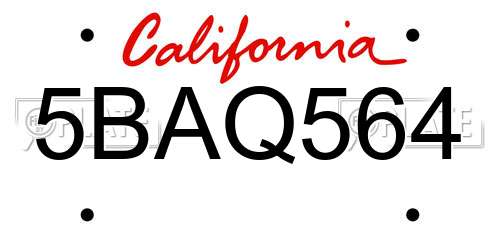 5BAQ564 California License Plate