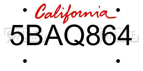 5BAQ864 California License Plate