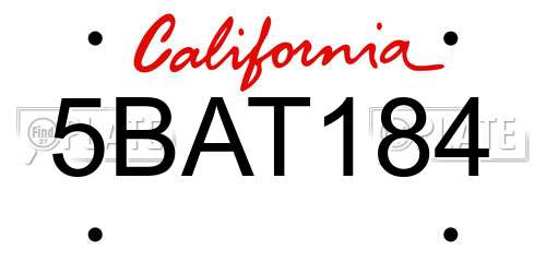 5BAT184 California License Plate