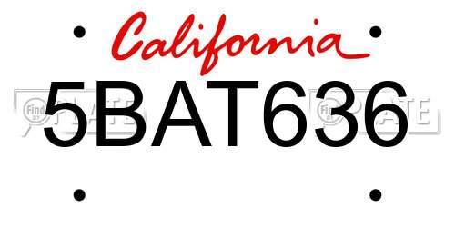 5BAT636 California License Plate