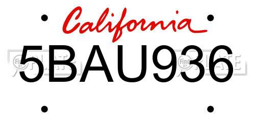 5BAU936 California License Plate