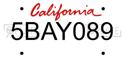 5BAY089 California License Plate